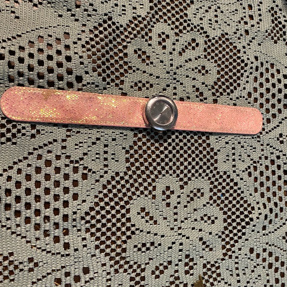 Light Pink glitter slap bracelet.watch by WoW.